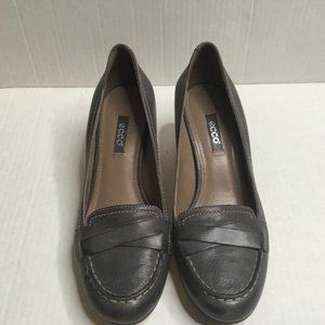 Ecco Womens Brown Leather Pump Heels Loafers Shoes